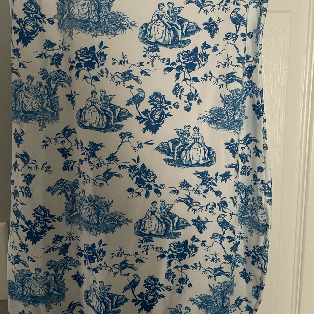 MIDI blue and white spaghetti strap dress